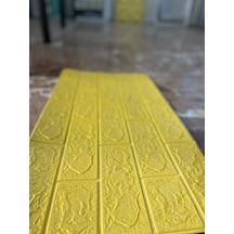 Kendinden Yapışkanlı 3D  70x77 Cm 10 Adet Sarı Duvar Kağıdı Paneli