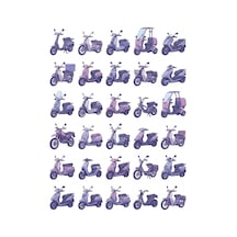 30 Adet Retro Şehir Scooterı Sticker Seti - Laptop, Kılıf Ve Defter İçin Çok Renkli
