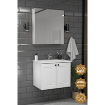 Teta Home Pekin 65 Cm Mdf Gövde Membran Kapak Banyo Dolabı Seti Beyaz