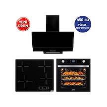 Alveus AFM Serisi Ec-04 Turbo Elektrikli Vitroseramik Siyah 3'Lü Ankastre Set Fırın + Ocak + Davlumbaz