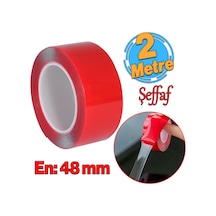 Çift Taraflı Silikon Bant Montaj Bandı Şeffaf 48 Mm X 2 Metre Güçlü Çok Amaçlı Yapıştırıcı 1 Adet