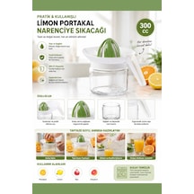 Cam Hazneli Pratik Narenciye Sıkacağı, Limon Portakal Greyfurt Sıkacağı 300 Ml Şeffaf