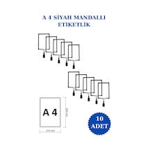 10 Adet Siyah A4 Mandallı Raf Sepet Etiketi Çerçeveli Etiketlik Siyah