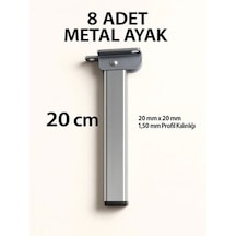 8li Katlanır Metal Yer Sofrası Ayağı Yer Masası Ayağı 20 Cm Gri