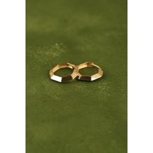 Çgk Çiğdem Gürel Kuyumculuk Köşeli Halka Altın Küpe Gold