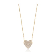 Emılıano Jewellery 925 Ayar Gümüş Kalplı Zirkon Kolye Gold - Rose Gold - Gümüş