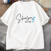 Startmore Shabbat Shalom Yahudi T Shirt İbranice İç Barış T-shirt Pamuk Kısa Kollu Unisex Erkek Giyim B Beyaz