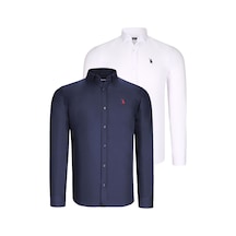 İKİLİ SET G725 DEWBERRY ERKEK GÖMLEK-BEYAZ-LACİVERT Beyaz - Lacivert