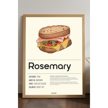 Rosemary Ahşap Çerçeveli Poster, Dekoratif Mutfak Duvar Tablosu