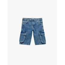 Koton Pamuklu Kapaklı Cep Detaylı Denim Şort Orta İndigo 5skg40084ad Indigo