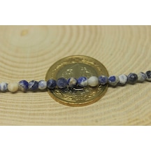Sodalit Taşı Faset Kesim 4mm/10 adet Gümüş