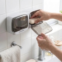 Duvara Monte İkili Kapaklı Plastik Katı Sabunluk Organizer Banyo &amp Amp Mutfak İçin Yapışkanlı Sabun Kutusu Ve Düzenleyici 4915 Diğer