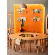 Woodnjoy Sekiz Parçalı Yuvarlak Grup Etkinlik Masası 8 Kişilik Kahverengi