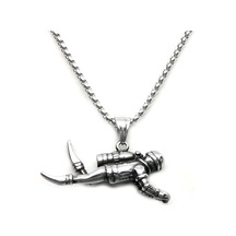 Balık Adam Çelik Kolye Gümüş