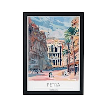 Petra Jordan Ahşap Çerçeveli Dekoratif Duvar Tablosu Siyah