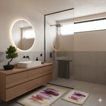 Banyo Paspası 2'li Set 3d Baskılı Jel Tual Çok Renkli