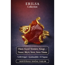 Sertifikalı Nazar Büyü Sinir Stres Tılsımı Yüzüğü Ham Kızıl Yem Çok Renkli