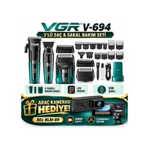 Vgr V-694 Turkuaz 3'lü Saç Sakal Tıraş Ve Sıfırlama Makinesi Seti & Blic Blm-89 Araç Kamerası Hediyeli