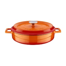 Lava Döküm Çok Amaçlı Yayvan Tencere Çap Ø 28 Cm. Trendy Serisi - Turuncu