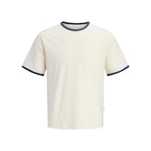 Jack & Jones Cotedazur Ringer Erkek Krem Tişört 12296175-anw