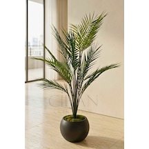 Küre Saksılı 19 Yaprak Yapay Areka Ağacı 100 Cm Beyaz