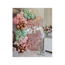 Krom Rose Gold Makaron Pembe Ve Kış Yeşili Balon Zinciri 100 Adet Mix