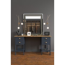 B3Concept B3 Concept Antrasit & Safir Meşe Retro Serisi Dört Çekmeceli Masa
