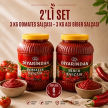 Diyarından 2'li Avantajlı Paket 3 Kg Domates Salçası + 3 Kg Acı Biber Salçası 6 Kg
