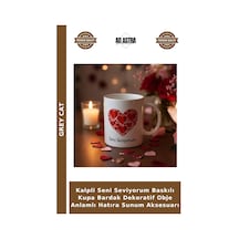 Kalpli Seni Seviyorum Baskılı Kupa Bardak Dekoratif Obje Anlamlı Hatıra Sunum Aksesuarı Çok Renkli