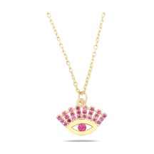 Kuyumcudukkani "kirpikleri Kırmızı Taşlı Göz"figürlü Kolye-37297-g-r Gold
