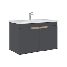 Orka Lena 85 Cm Mat Antrasit Kapaklı Banyo Dolabı Alt Modül Lavabo Antrasit