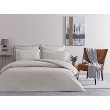 Premium Basic Nev.tk Stripe Çift Kişilik Nevresim Takımı Gri 0