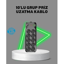 Termal Akım Korumalı 10 Lu Grup Priz Usb Type-c Hızlı Şarj 2500w 2m Kablo 1