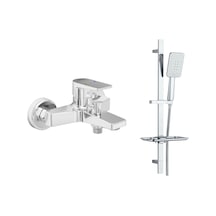 Eca Dalia Banyo Bataryası + T-may Çınar Kare Borulu Hareketli Sürgülü Duş Seti Üst Takımı Krom