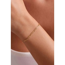 14 Ayar Altın Figaro Zincir Bileklik 2.5 Mm Sarı Altın