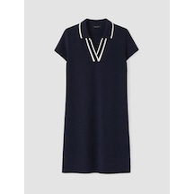 Lcw Everyday Lacivert Polo Yaka Soft Touch Mini Elbise