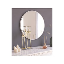 58 Beyaz Dekoratif Yuvarlak Antre Hol Koridor Duvar Salon Mutfak Banyo Wc Ofis Aynası,beyaz 58x58 Çok Renkli