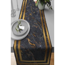 Füme Çerçeveli Desen Premium Masa Örtüsü Runner Rnr323n11