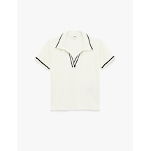 Koton Slim Fit Kısa Kollu Çizgili Polo Yaka Tişört Ekru 6sak50003ek Ekru