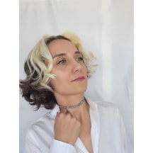 Gri Dısco Işıltılı Choker Tasma Kolye Çok Renkli