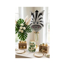 Safari Zebra Kafa Folyo Balon 28x46 Cm Safari Temalı Çocuk Doğum Günü Parti Süsü Çok Renkli