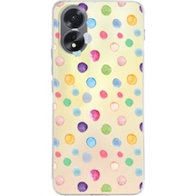 Oppo A38 İle Uyumlu Water Color 7 Baskılı Kamera Korumalı Şeffaf Kılıf Şeffaf