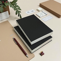 Özel Tasarım Siyah Kraft Kapaklı A5 Noktalı Defter - 180 Derece Açılabilir, Sırtı Dikişli,%100