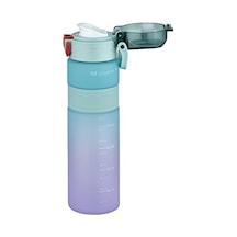 Çift Renk 800ml Kaydırmaz Silikon Gövde Rahat İçim-pipetsiz- Motivasyon Su Matarası 50 x 22