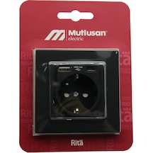 Mutlusan Rita-2220 629 0284 Blisterli - Kartlı Siyah - Usb + Type-c &apos Li Topraklı Priz Çerçeveli 5306
