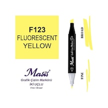 Çift Uçlu Marker Grafik Çizim Kalemi 123 Floresan Sarı
