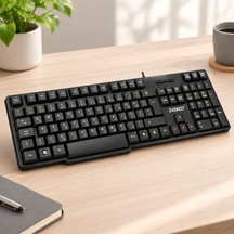 Kablolu Standart Ofis Klavye Siyah Q Klavye '+10tl Fark Ile Standart Temperli Cam-siyah