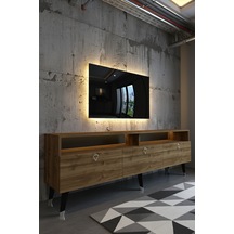 Resital Ledli Tv Sehpası - Led Işıklı - Silver Ceviz - Sl9017-2