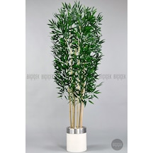 Yapay Bambu Ağacı 170cm Krem Silver Metal Saksıda Krem-silver