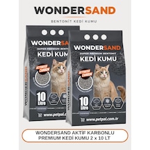 Wondersand Aktif Karbon Süper Premium Bentonit Kedi Kumu 2 x 10 L